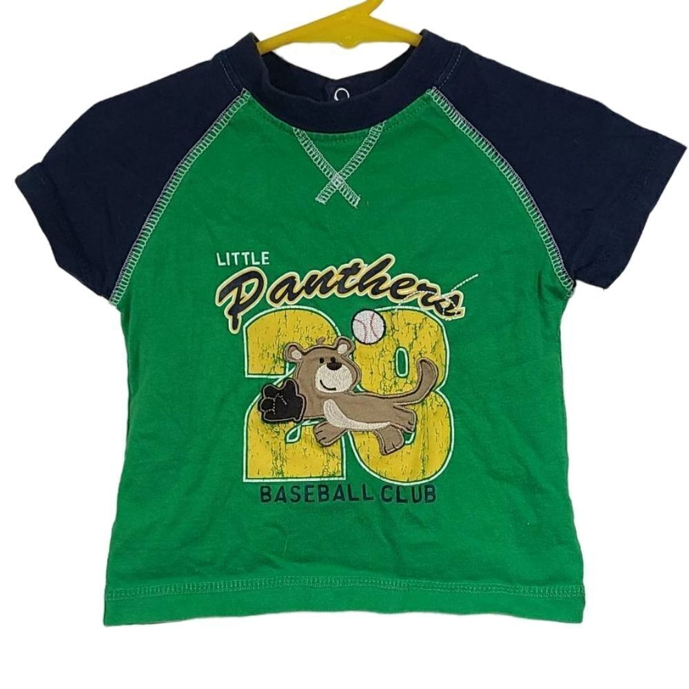 Carter's Top Baby Boy 18M Green T-Shirt Graphic Print Panthers Baseball Club Tee